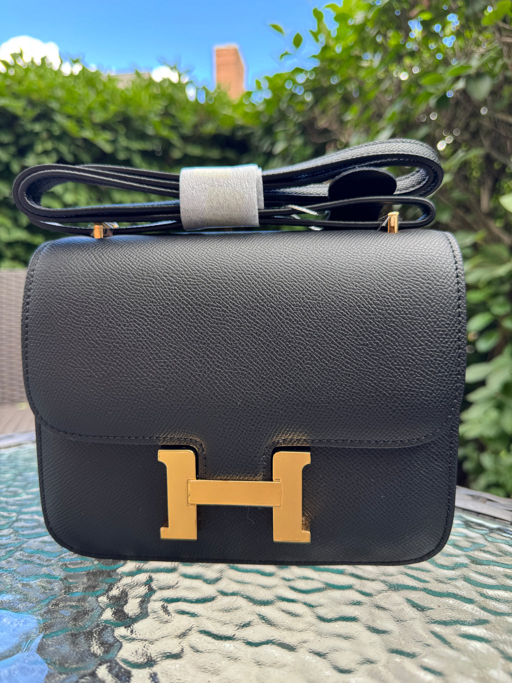 Elegant Black Crossbody Shoulder Bag with Gold Hardware