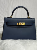 Mini Top Handle Crossbody Bag/ navy blue