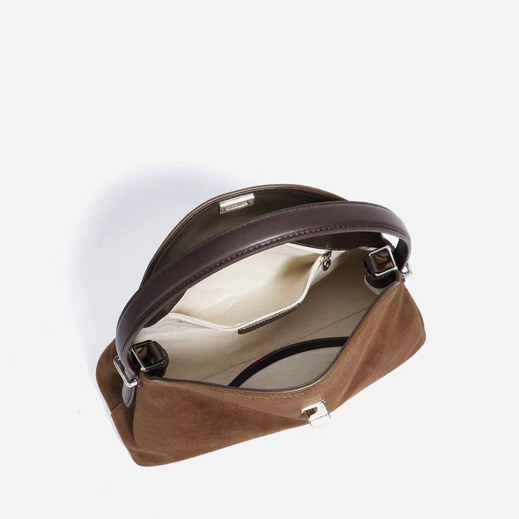 Sienna Suede Shoulder Bag – Espresso Brown