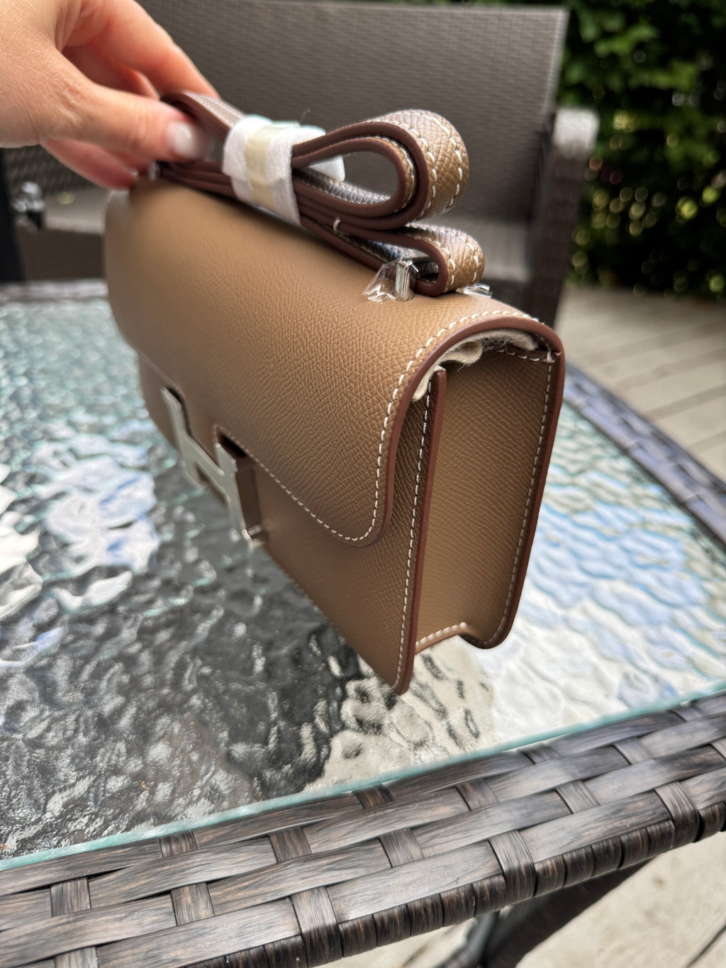 Camel Luxe Crossbody Bag – Taupe Edition