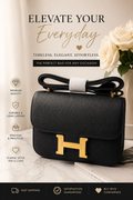 Elegant Black Crossbody Shoulder Bag with Gold Hardware