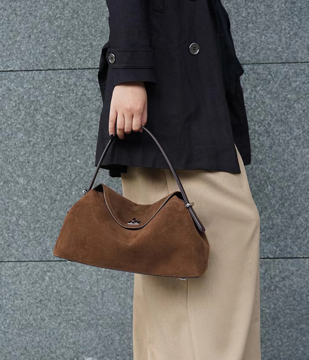 Sienna Suede Shoulder Bag – Espresso Brown