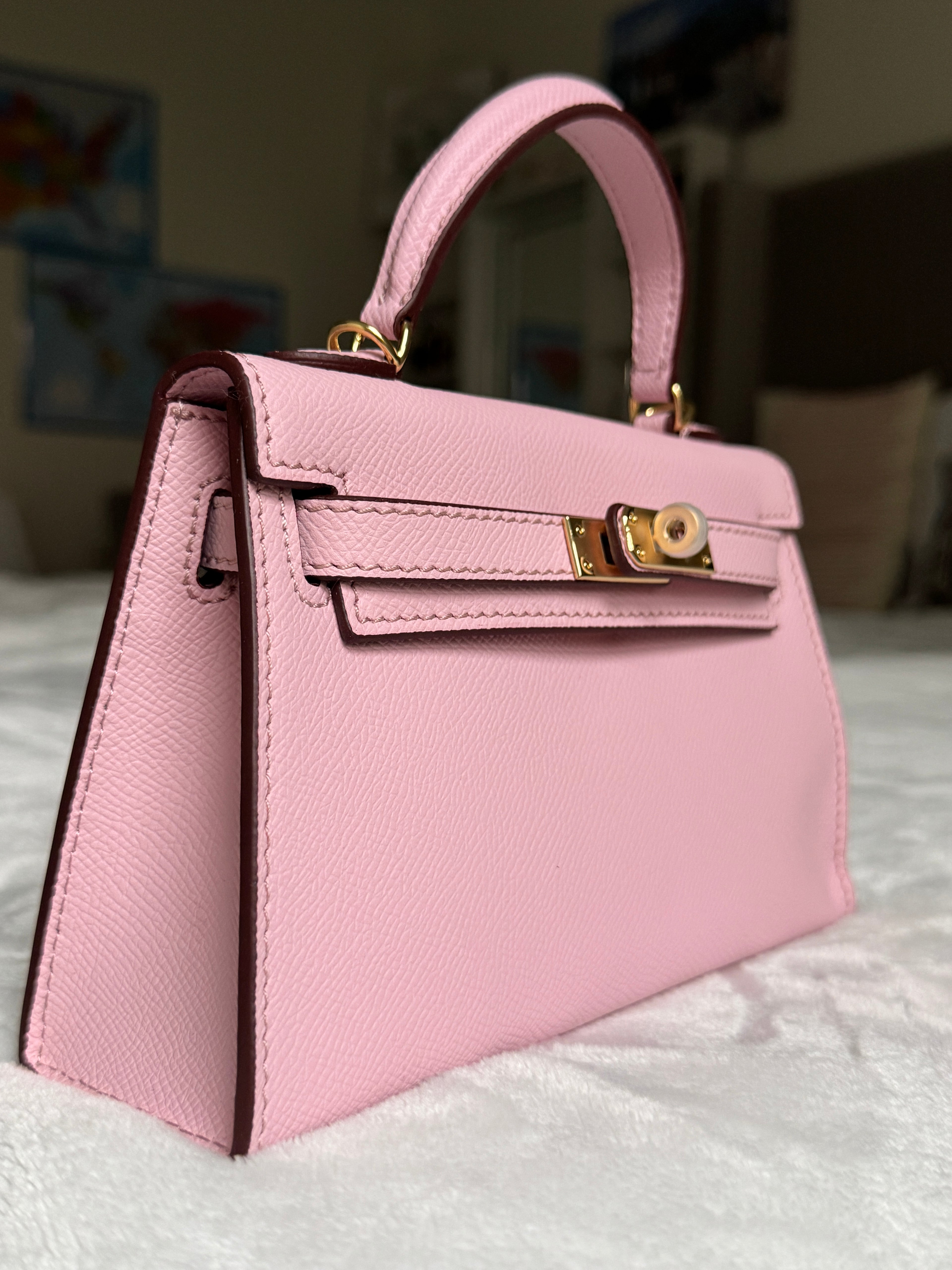 Mini Top Handle Crossbody Bag/ pink